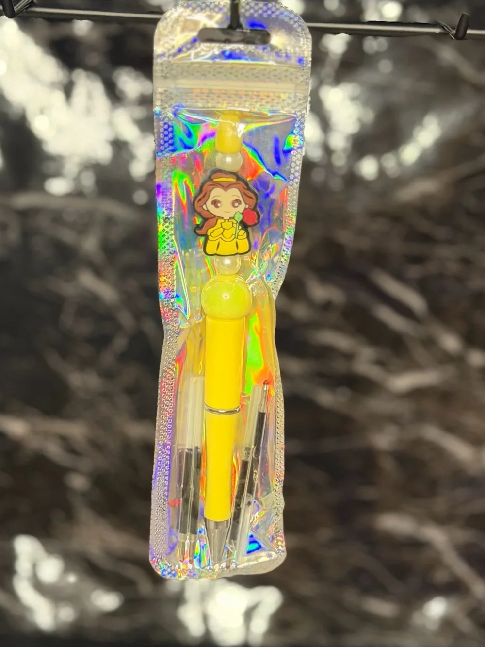 Yellow Belle Princess Focal Bead Pen Black & Blue Ink